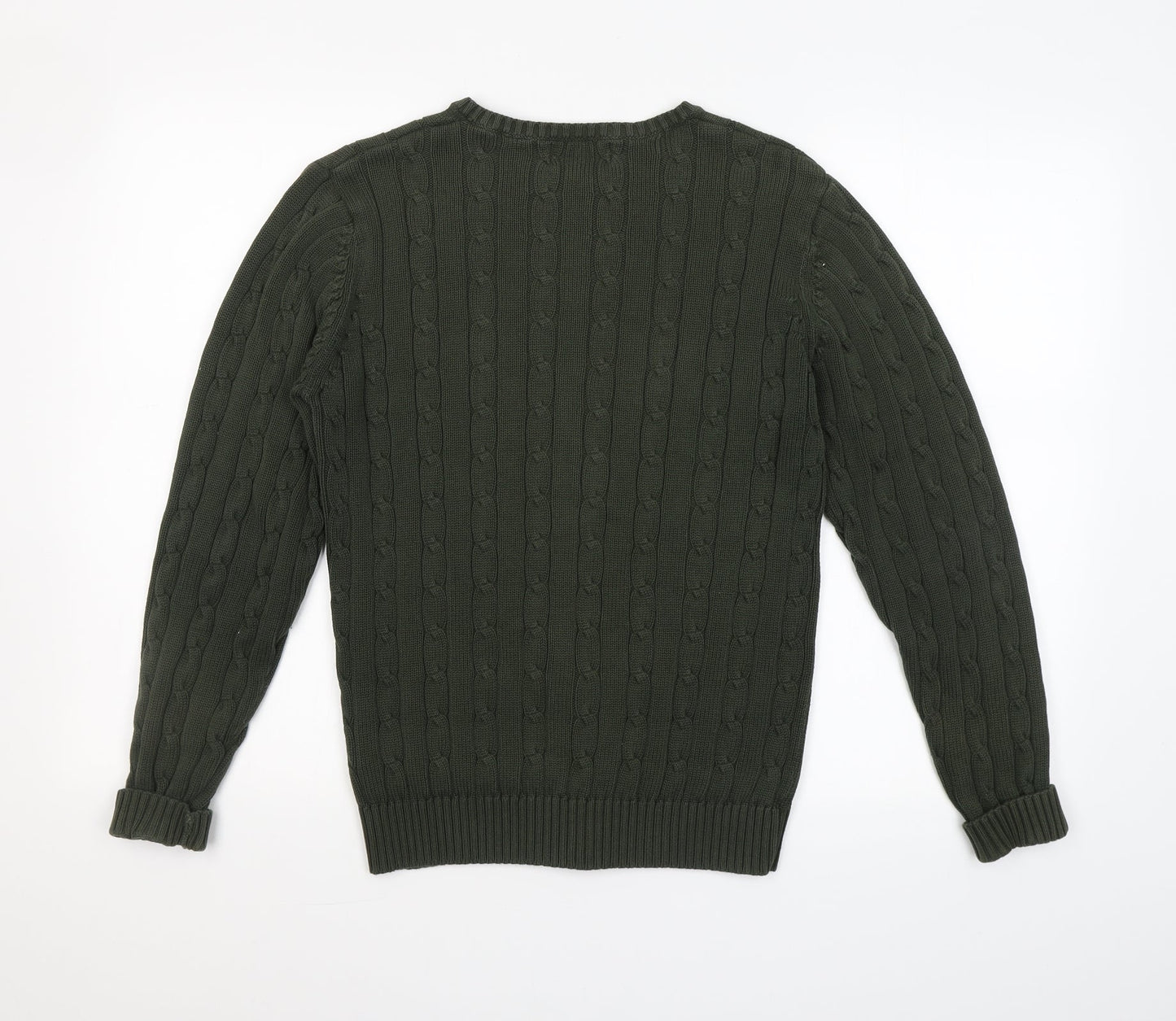 Blue Harbour Mens Green Round Neck  Cotton Pullover Jumper Size S