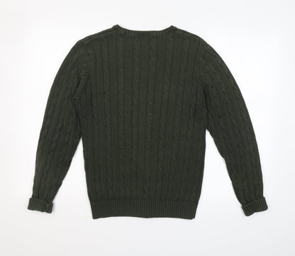 Blue Harbour Mens Green Round Neck  Cotton Pullover Jumper Size S