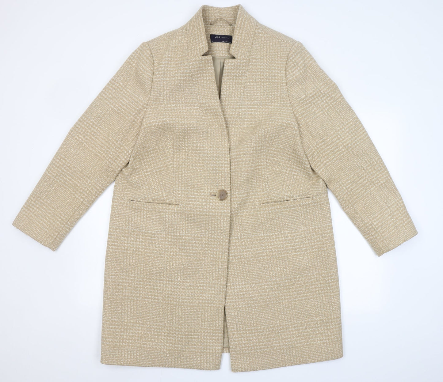 Womens UK Size 16 Marks and Spencer Beige Overcoat