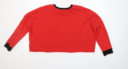 Primark Womens Red Round Neck  Cotton Pullover Jumper Size L   - Break the Rules