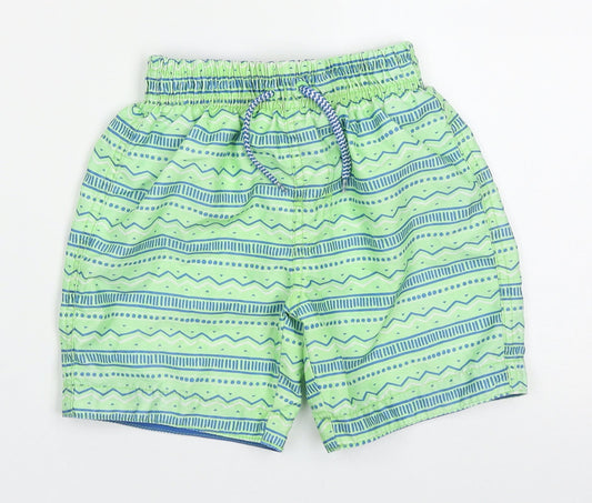Primark Boys Green Geometric Polyester Bermuda Shorts Size 3-4 Years  Regular Drawstring - Swim Shorts