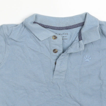 Primark Boys Blue  Cotton Basic Polo Size 2-3 Years Collared Pullover