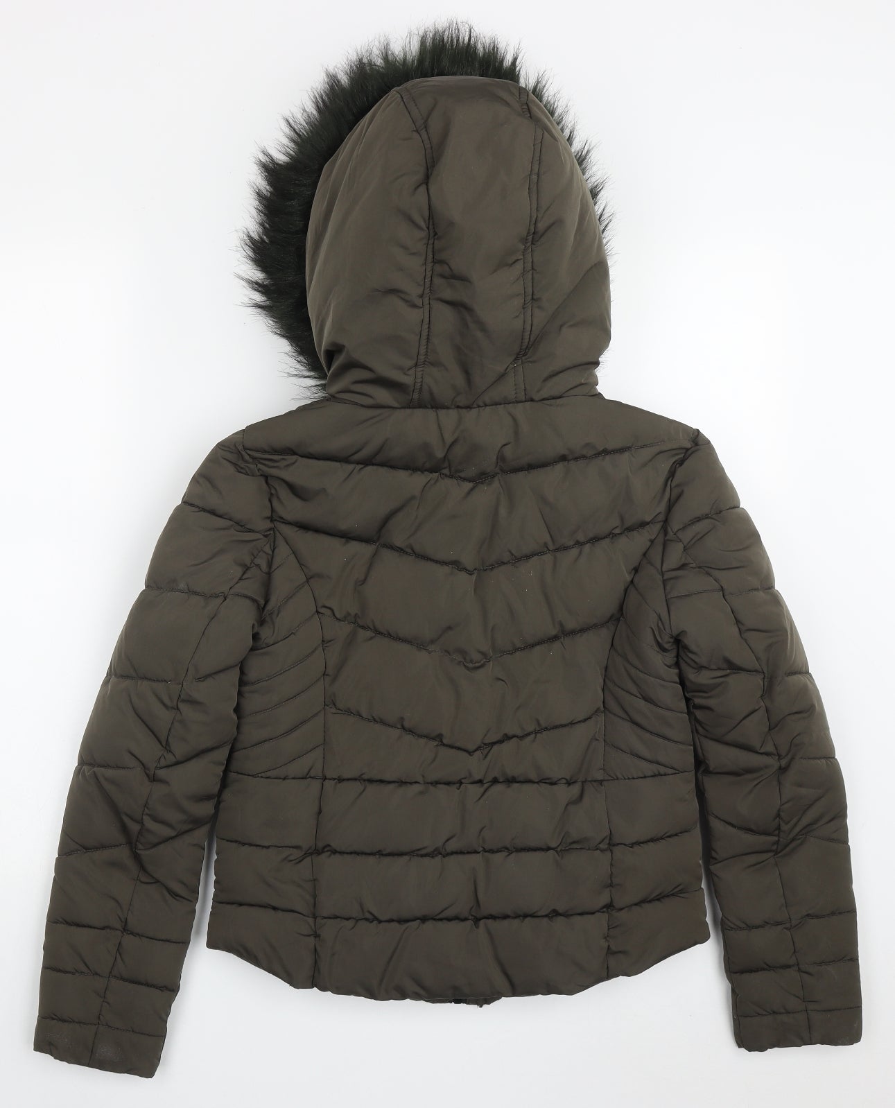 Primark Womens Green   Quilted Coat Size 4  Lace Up