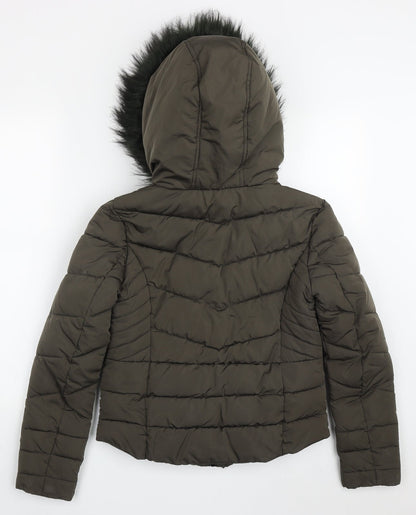 Primark Womens Green   Quilted Coat Size 4  Lace Up