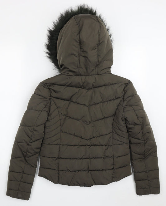 Primark Womens Green   Quilted Coat Size 4  Lace Up
