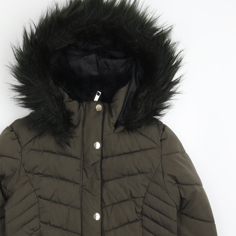 Primark Womens Green   Quilted Coat Size 4  Lace Up