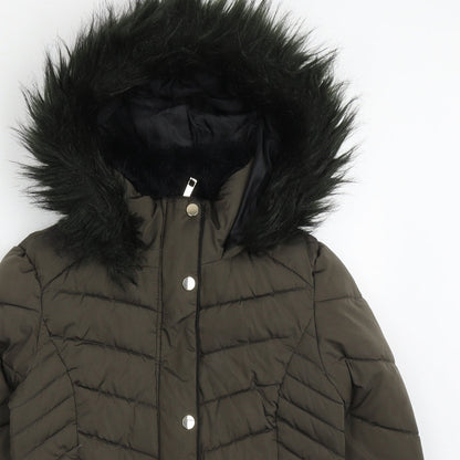Primark Womens Green   Quilted Coat Size 4  Lace Up