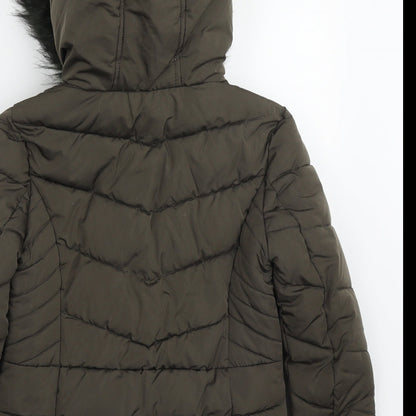 Primark Womens Green   Quilted Coat Size 4  Lace Up
