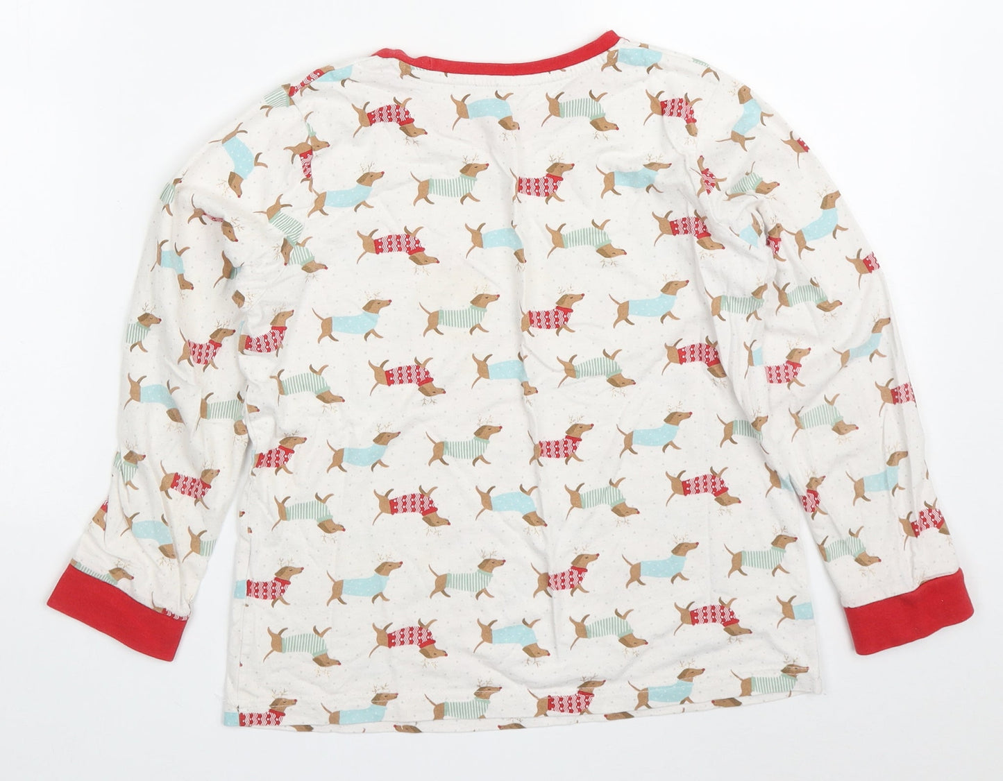 Matalan Girls Multicoloured Solid Cotton Top Pyjama Top Size 10 Years  Pullover - Sausage Dog