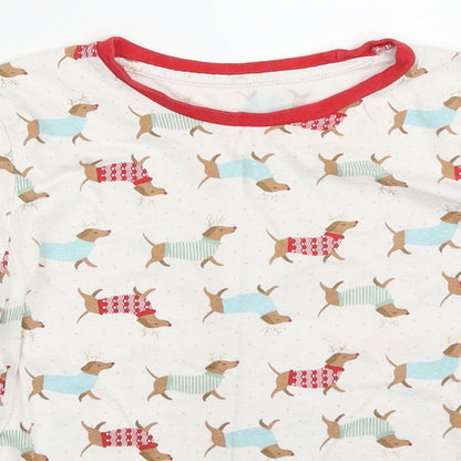 Matalan Girls Multicoloured Solid Cotton Top Pyjama Top Size 10 Years  Pullover - Sausage Dog