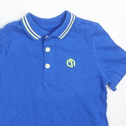 F&F Boys Blue  Cotton Basic Polo Size 12-18 Months Collared Pullover