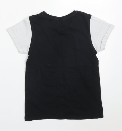 George Boys Black  Cotton Basic T-Shirt Size 6-7 Years Crew Neck Pullover - San Francisco