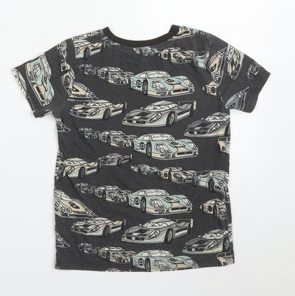 TU Boys Grey  Cotton Basic T-Shirt Size 8 Years Crew Neck Pullover - Cars