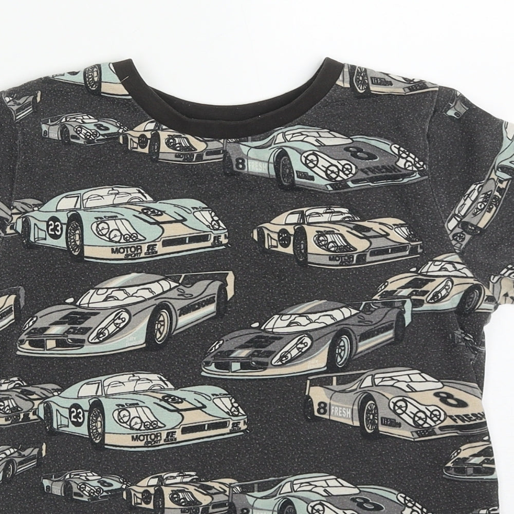 TU Boys Grey  Cotton Basic T-Shirt Size 8 Years Crew Neck Pullover - Cars