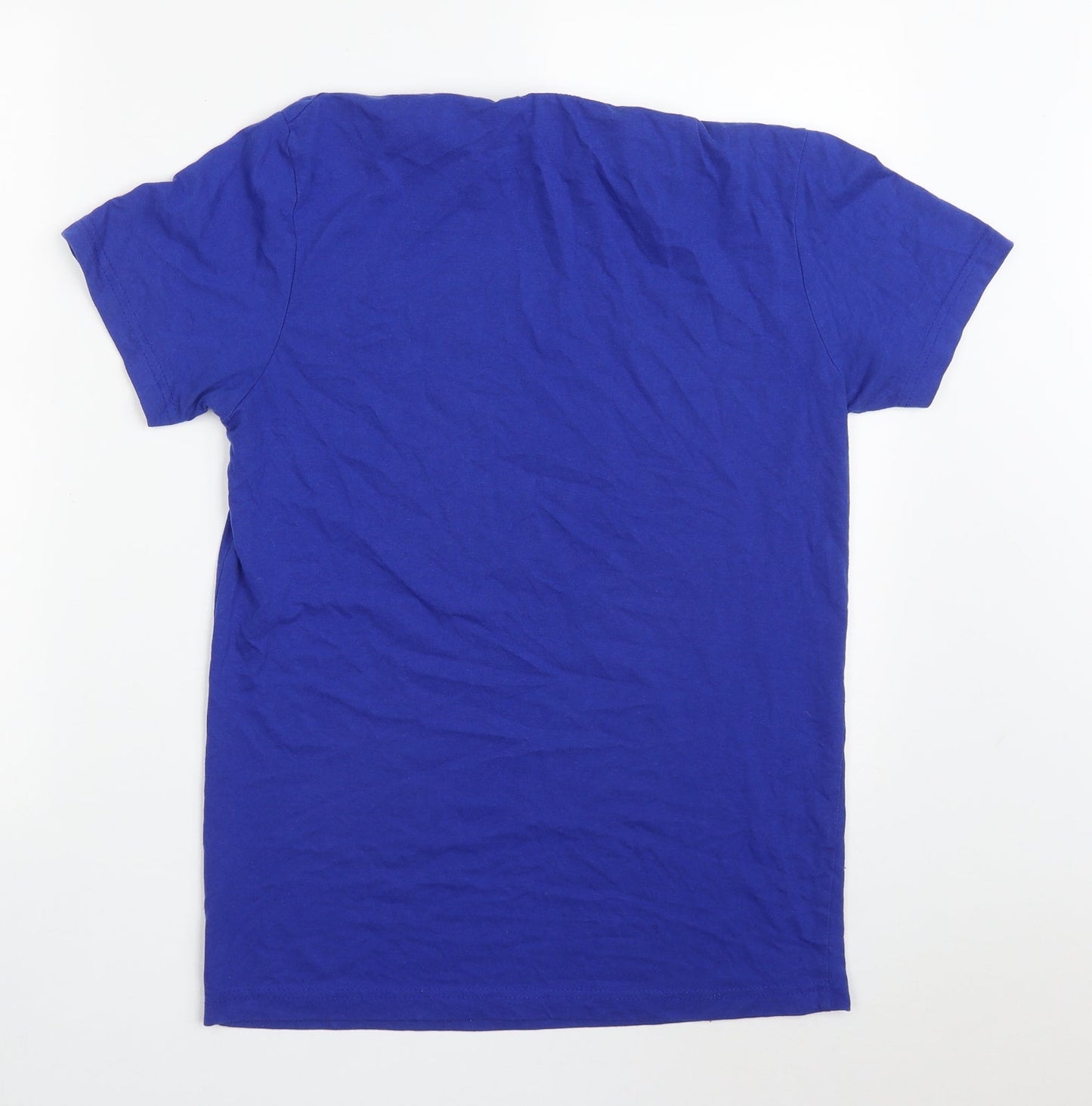 Preworn Mens Blue  Cotton  T-Shirt Size M Crew Neck  - Merry Christmas