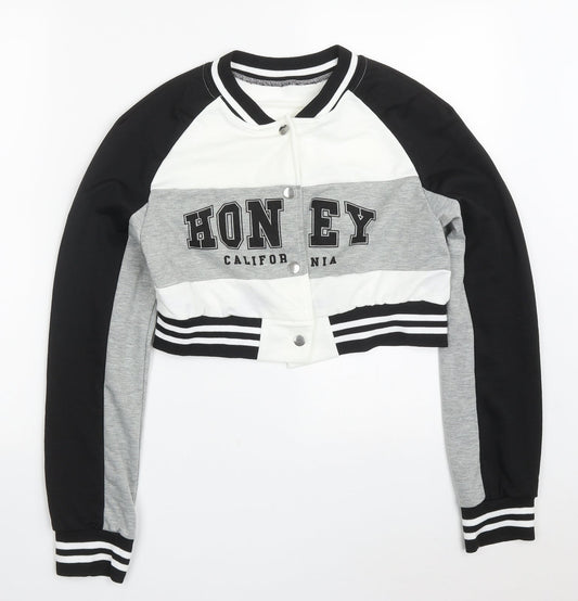 SheIn Womens Grey Striped  Jacket  Size M  Button - Honey California