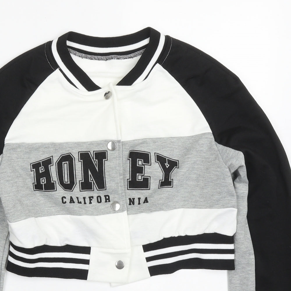 SheIn Womens Grey Striped  Jacket  Size M  Button - Honey California