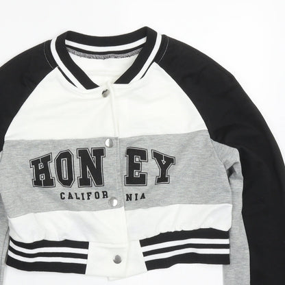 SheIn Womens Grey Striped  Jacket  Size M  Button - Honey California