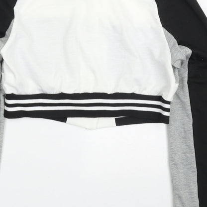 SheIn Womens Grey Striped  Jacket  Size M  Button - Honey California