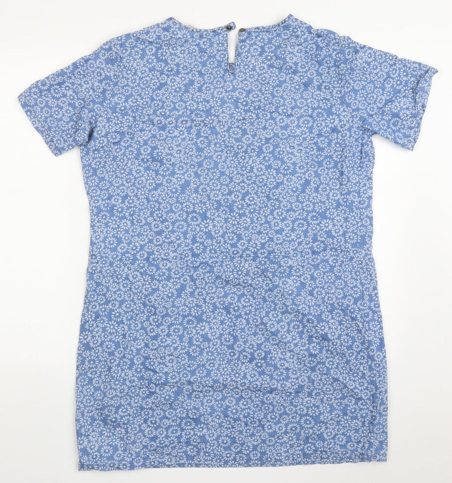 Dorothy Perkins Womens Blue Floral Cotton T-Shirt Dress  Size 14  Round Neck Pullover