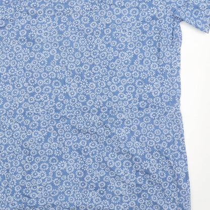 Dorothy Perkins Womens Blue Floral Cotton T-Shirt Dress  Size 14  Round Neck Pullover
