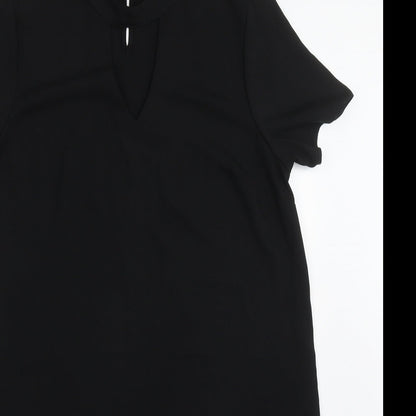 F&F Womens Black  Polyester Shift  Size 14  Round Neck Button