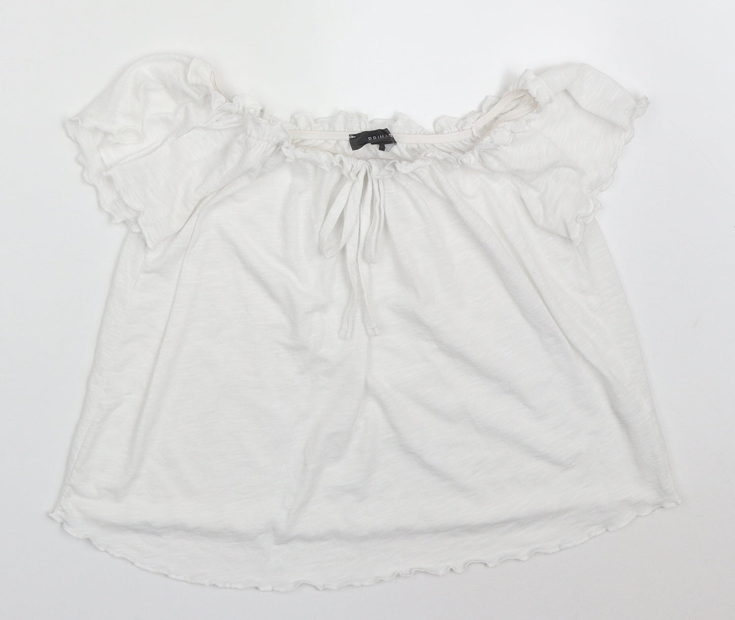 Primark Womens White  Polyester Basic T-Shirt Size 8 Round Neck