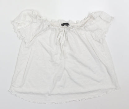 Primark Womens White  Polyester Basic T-Shirt Size 8 Round Neck