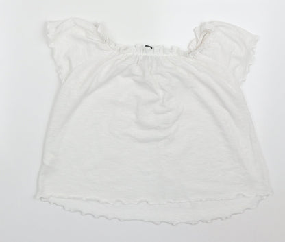 Primark Womens White  Polyester Basic T-Shirt Size 8 Round Neck