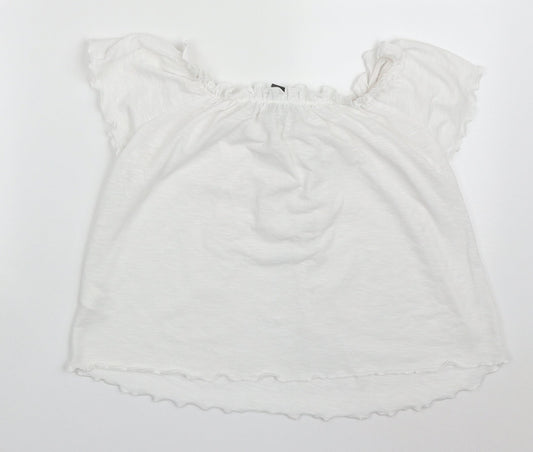 Primark Womens White  Polyester Basic T-Shirt Size 8 Round Neck