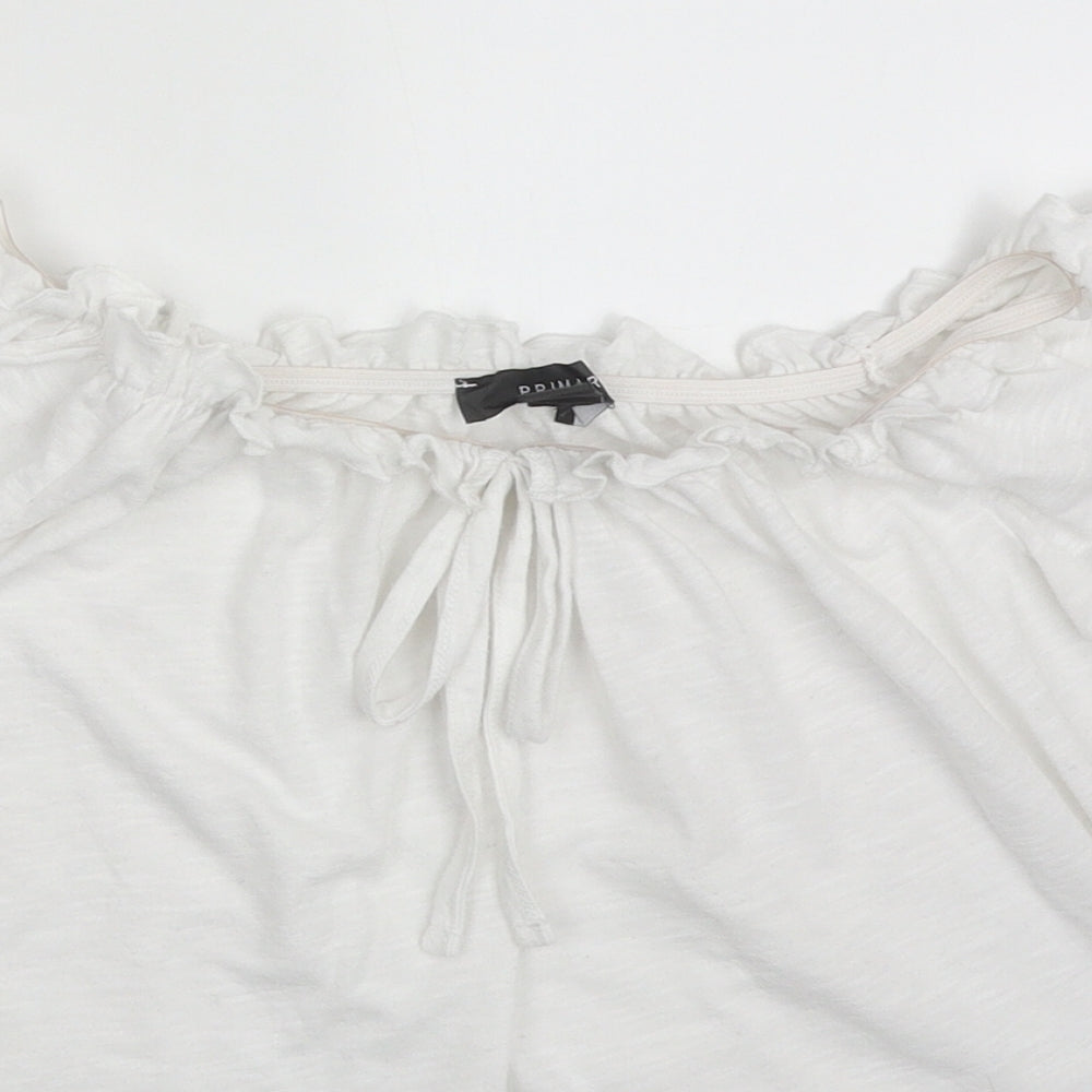 Primark Womens White  Polyester Basic T-Shirt Size 8 Round Neck