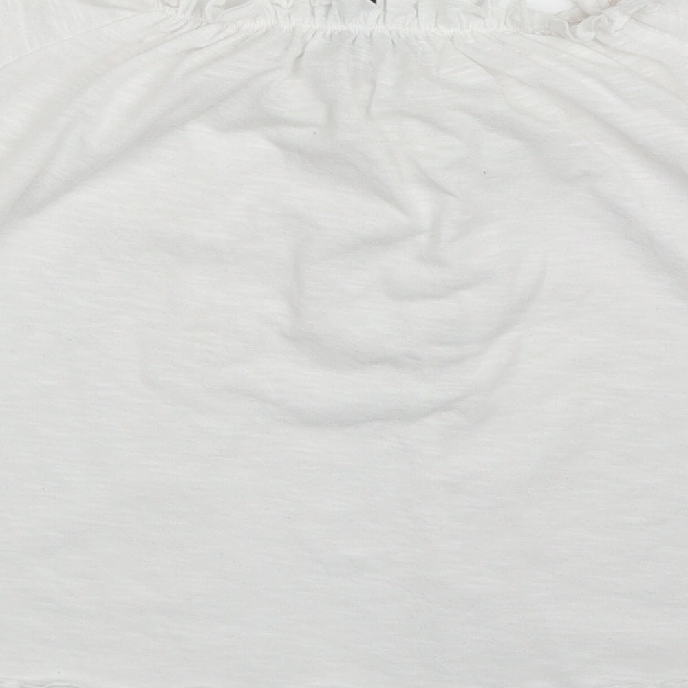 Primark Womens White  Polyester Basic T-Shirt Size 8 Round Neck