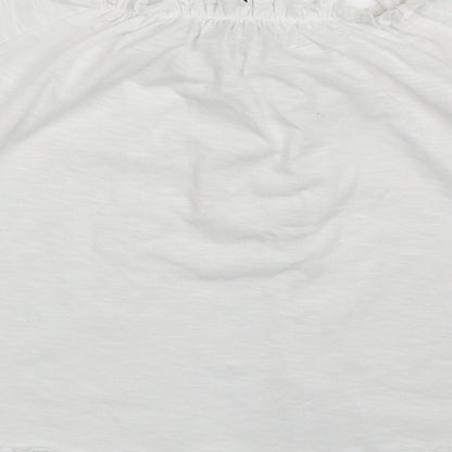 Primark Womens White  Polyester Basic T-Shirt Size 8 Round Neck