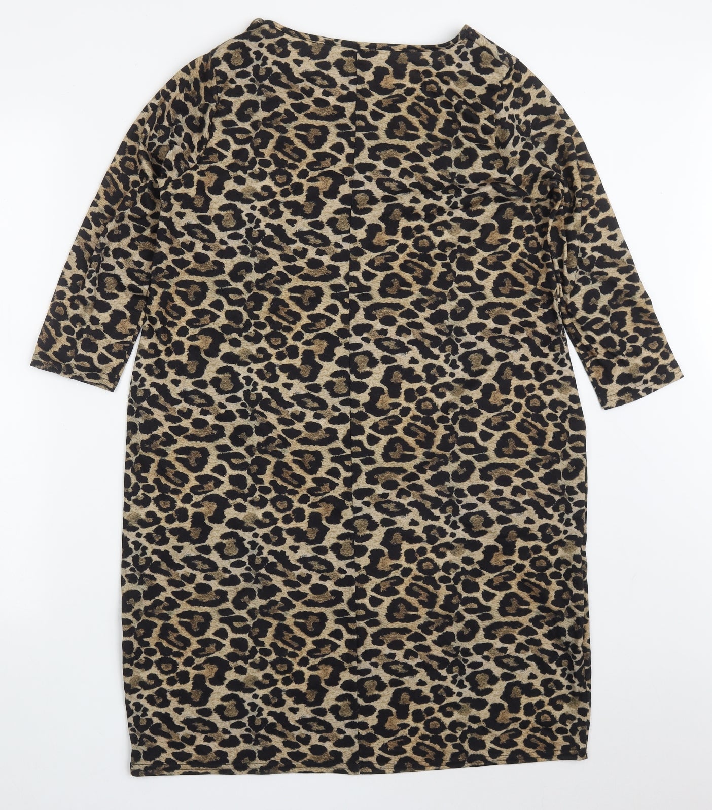 Styled By Womens Brown Animal Print Polyester T-Shirt Dress  Size M  Round Neck Pullover