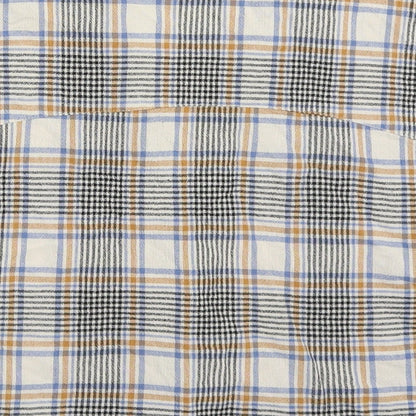 Primark Womens Beige Check Cotton Basic Button-Up Size 10 V-Neck