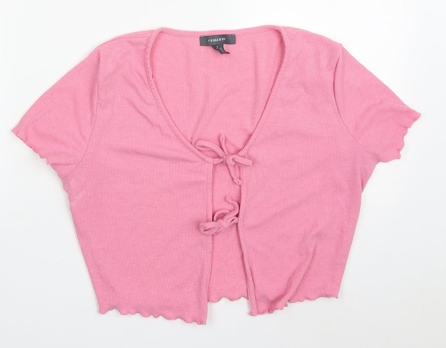 Primark Womens Pink V-Neck  Polyester Cardigan Jumper Size 12