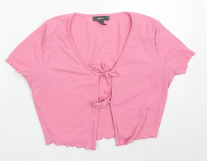Primark Womens Pink V-Neck  Polyester Cardigan Jumper Size 12