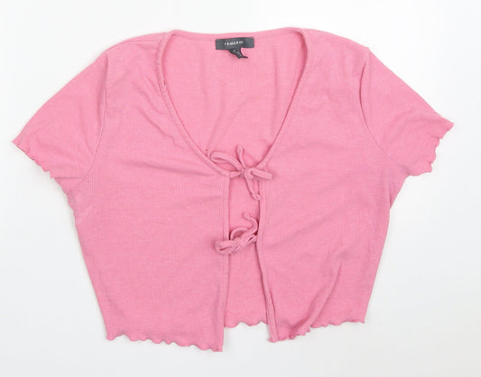 Primark Womens Pink V-Neck  Polyester Cardigan Jumper Size 12
