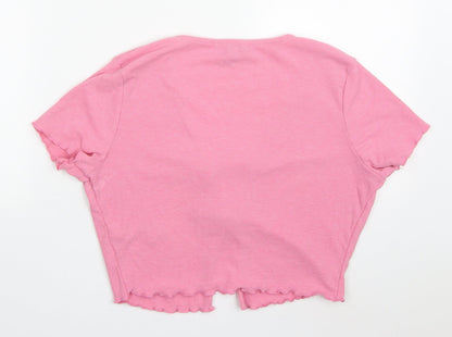 Primark Womens Pink V-Neck  Polyester Cardigan Jumper Size 12