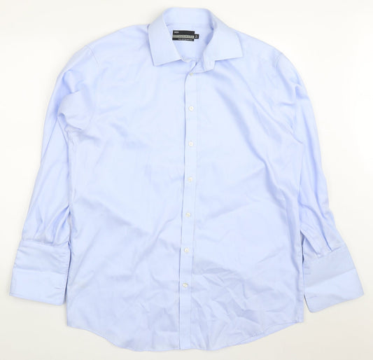 Mens UK Collar Size 16.5 Marks and Spencer Smart Blue  Dress Shirt
