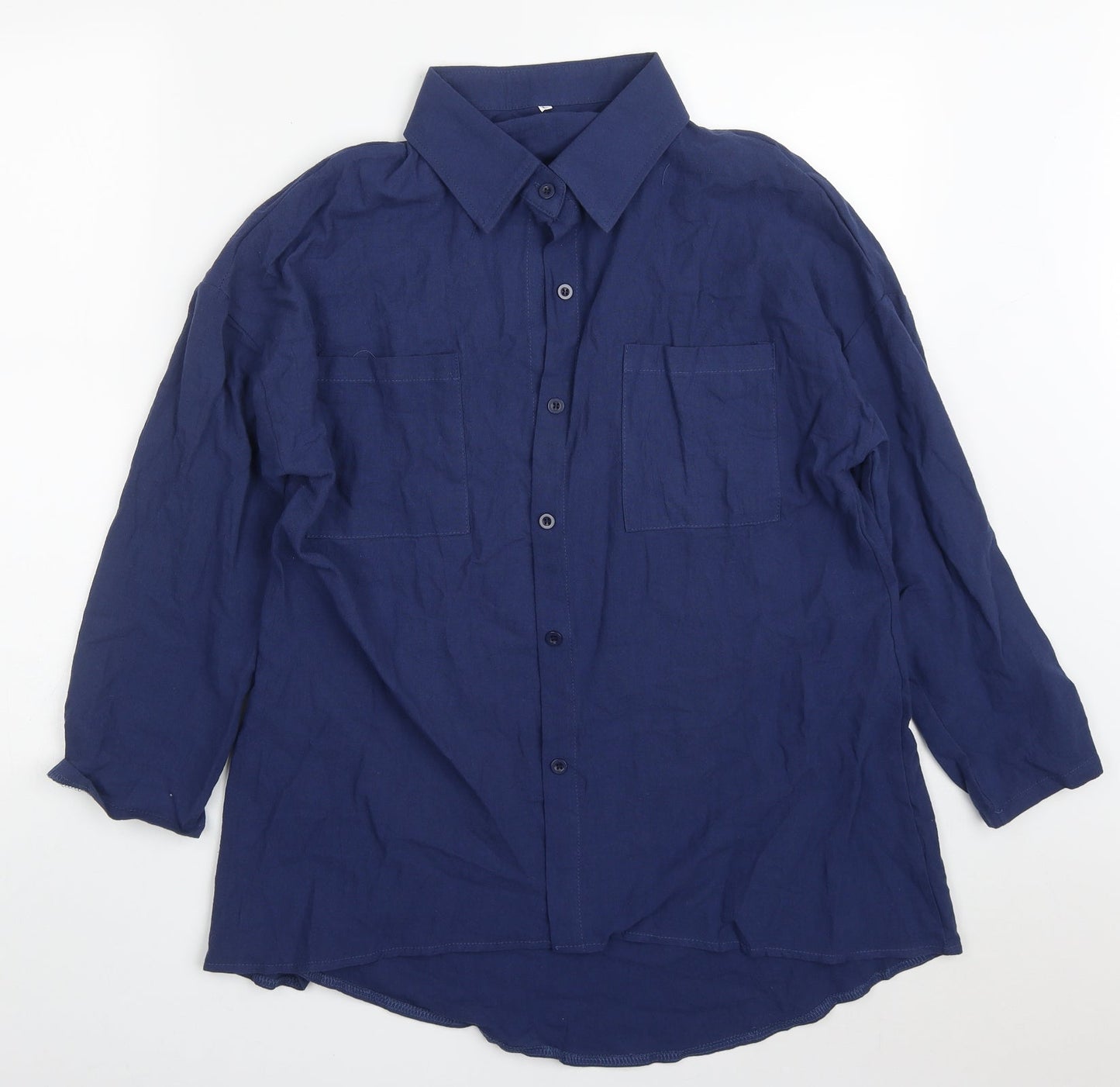 Womens UK Size L Preworn Blue Basic Button-Up