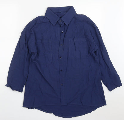 Womens UK Size L Preworn Blue Basic Button-Up