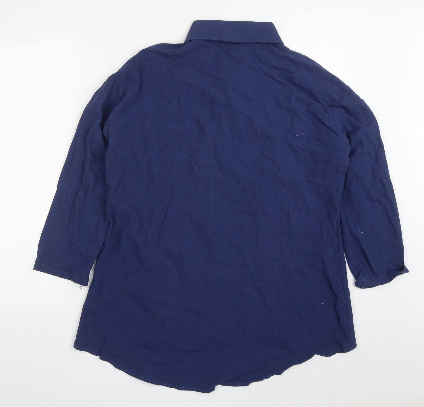 Womens UK Size L Preworn Blue Basic Button-Up