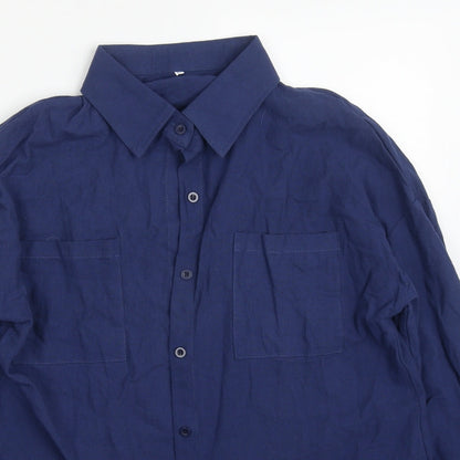 Womens UK Size L Preworn Blue Basic Button-Up