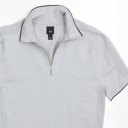 River Island Mens Grey  Polyester  Polo Size M Collared Pullover