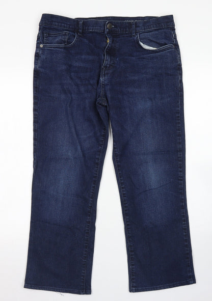 F&F Mens Blue  Cotton Straight Jeans Size 36 in L32 in Relaxed Button