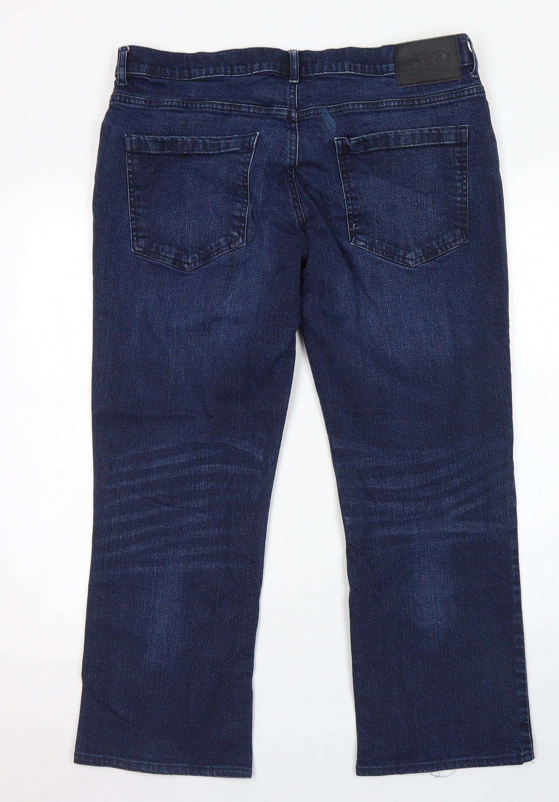 F&F Mens Blue  Cotton Straight Jeans Size 36 in L32 in Relaxed Button