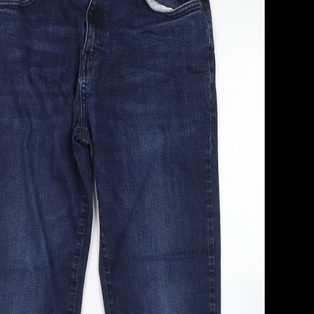 F&F Mens Blue  Cotton Straight Jeans Size 36 in L32 in Relaxed Button