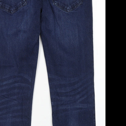 F&F Mens Blue  Cotton Straight Jeans Size 36 in L32 in Relaxed Button