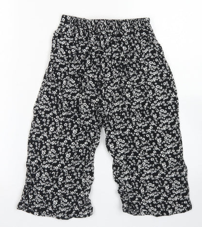 Miss E-vie Girls Black Floral Viscose Culotte Shorts Size 8-9 Years  Regular